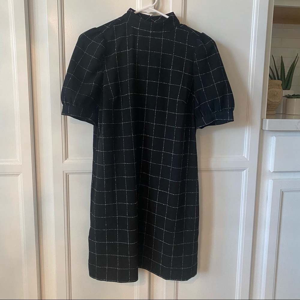 LOFT windowpane dress with high neck